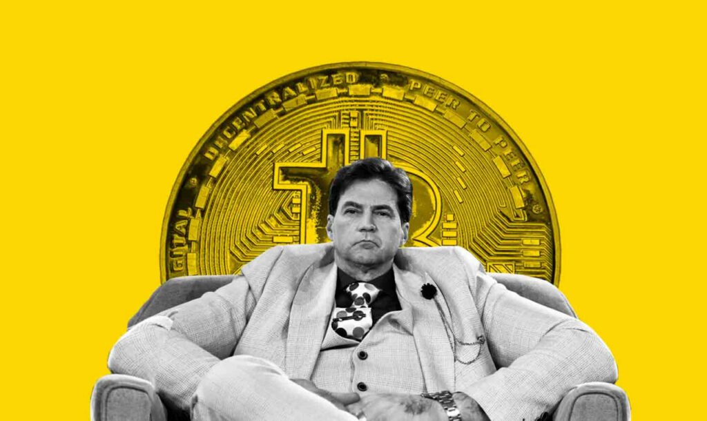 مردی که روی صندلی و مقابل بیت کوین نشسته