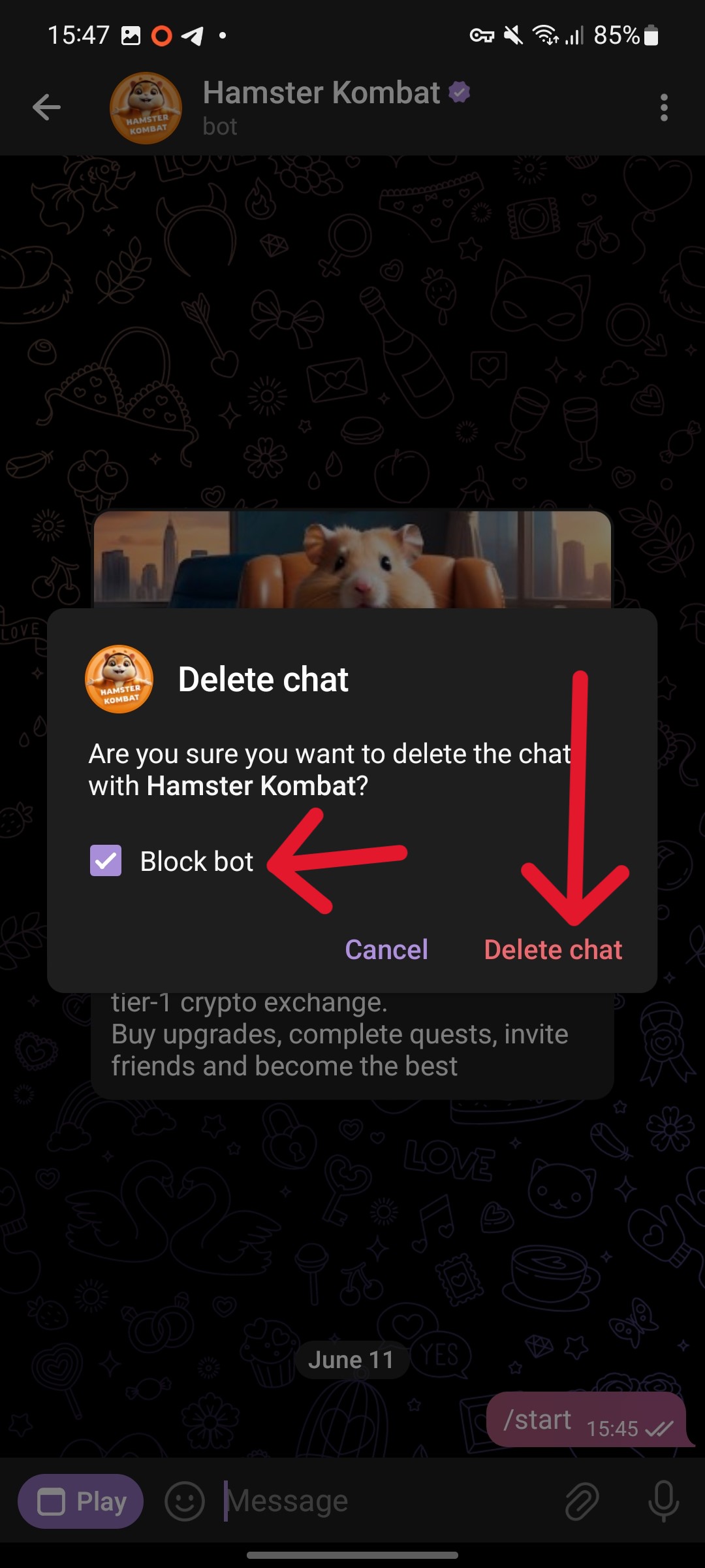 نحوه حذف ربات همستر کمبات