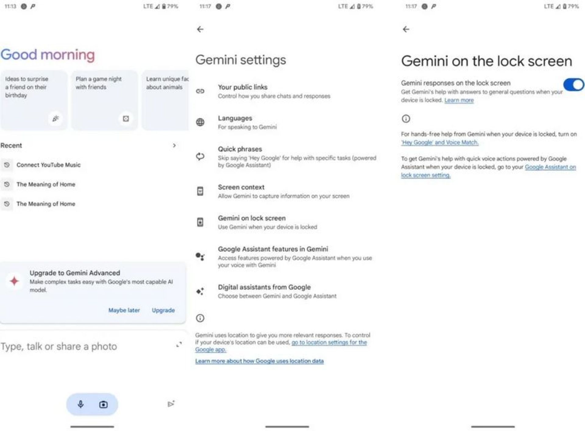 اسکرین‌شات تنظیمات لاک‌اسکرین جمنای
