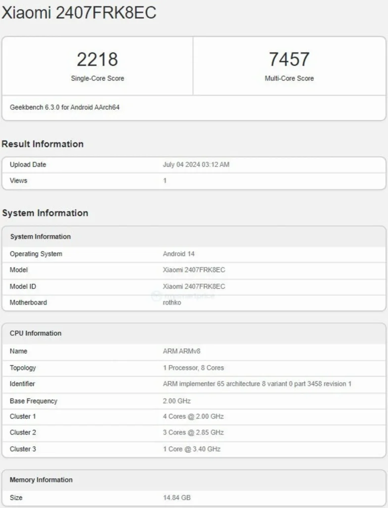 redmi-k70-ultra-geekbench-score - درنانیوز