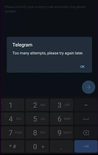 Telegram resend code