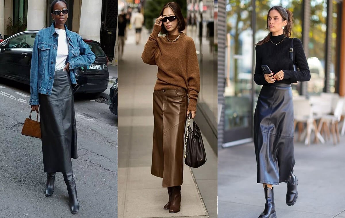 نحوه‌ی استایل کردن دامن چرم