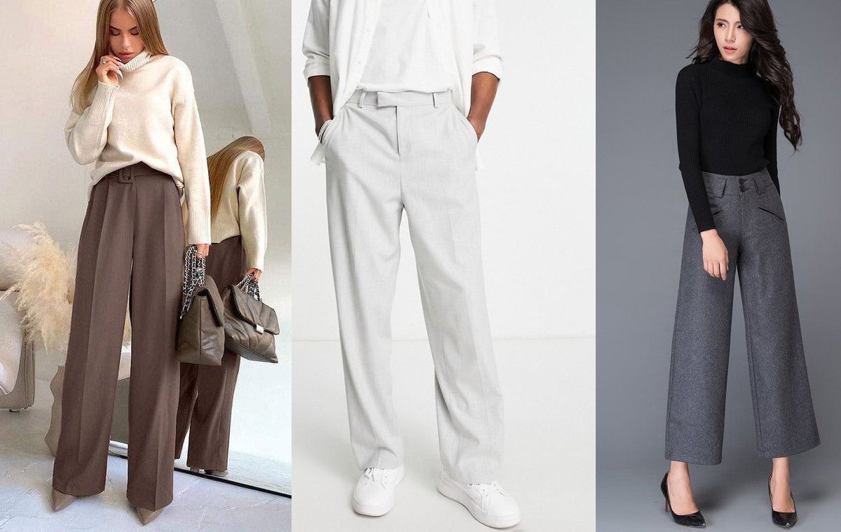 استایل با شلوار پارچه‌ای گشاد