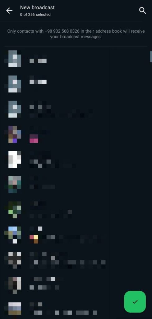 فعال سازی برودکست واتساپ