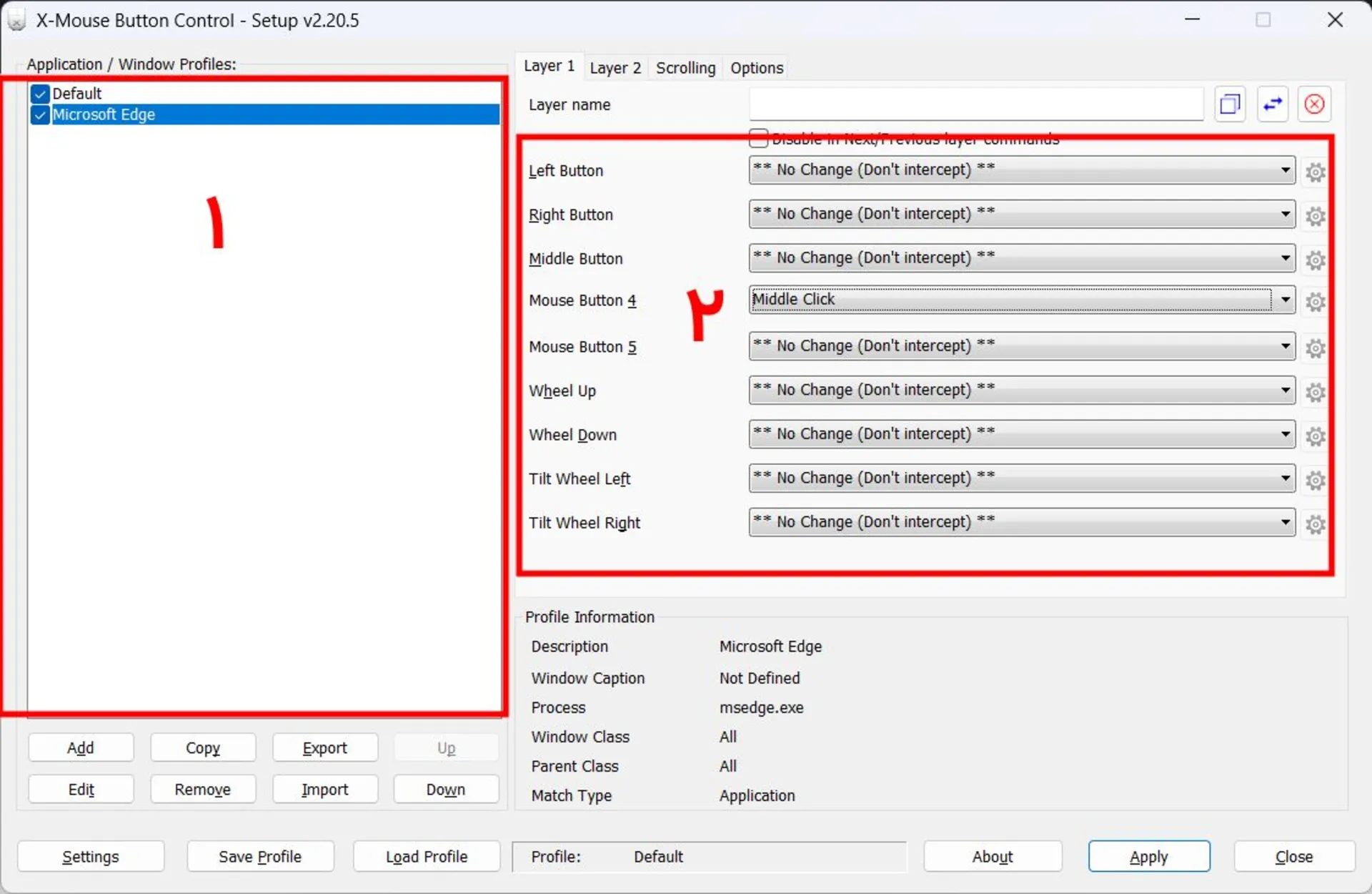 سفارشی سازی دکمه های ماوس برای برنامه دلخواه در X-mouse button control