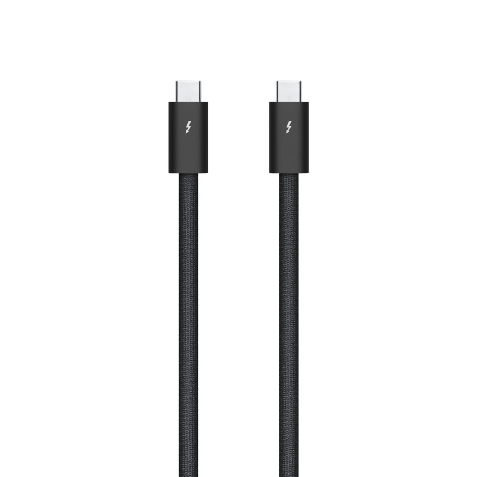 رندر رسمی درگاه‌های کابل مشکی یک متری اپل با پشتیبانی از تاندربولت ۵ پس زمینه سفید