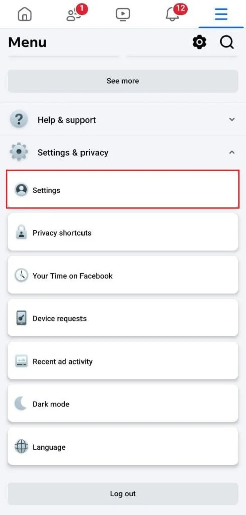 حذف اکانت فیسبوک روی موبایل