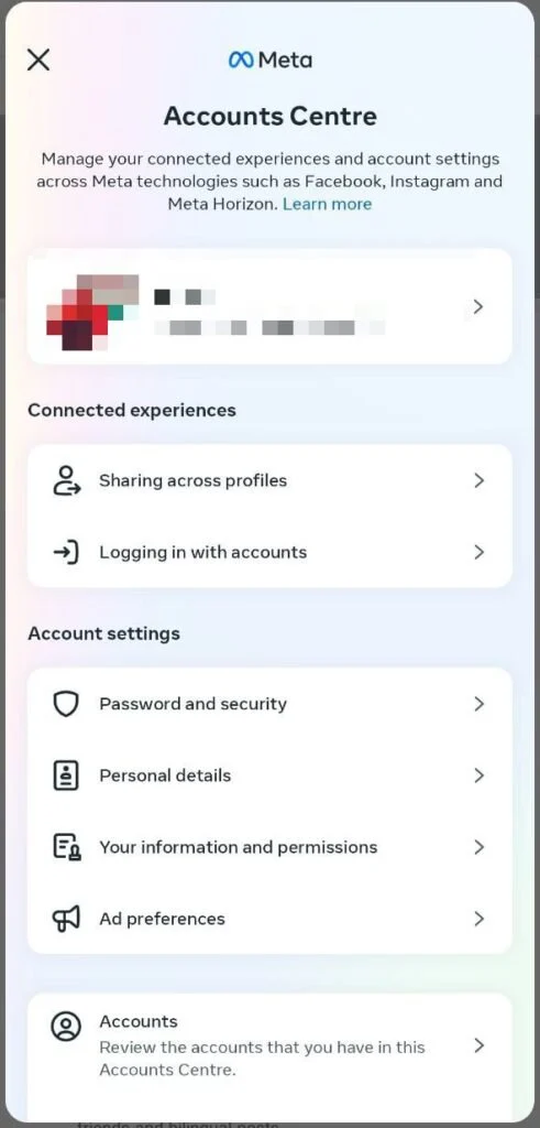 حذف اکانت فیسبوک با موبایل