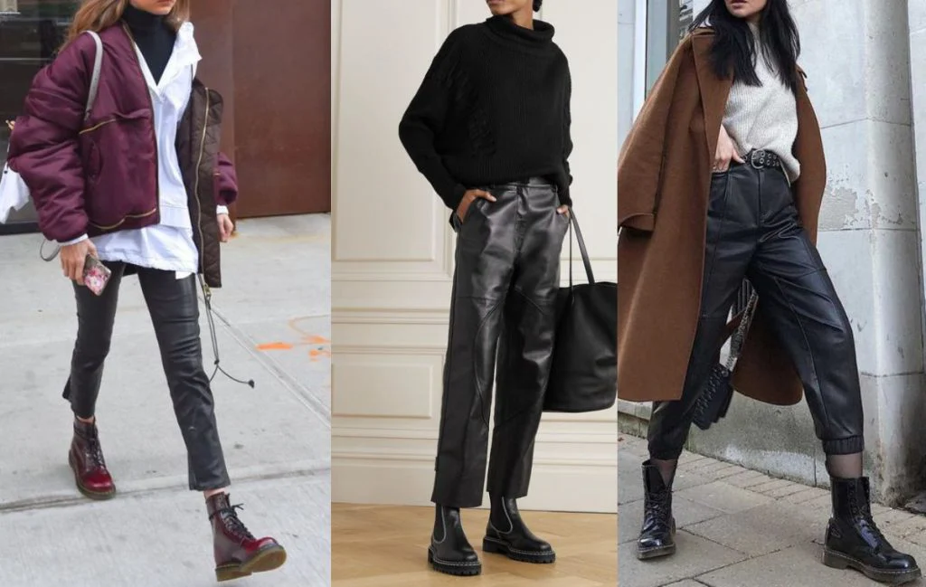 dr martens with leather pants