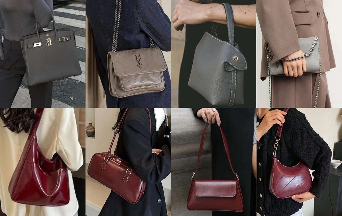 کیفهای ترند پاییز به رنگهای زرشکی و خاکستری