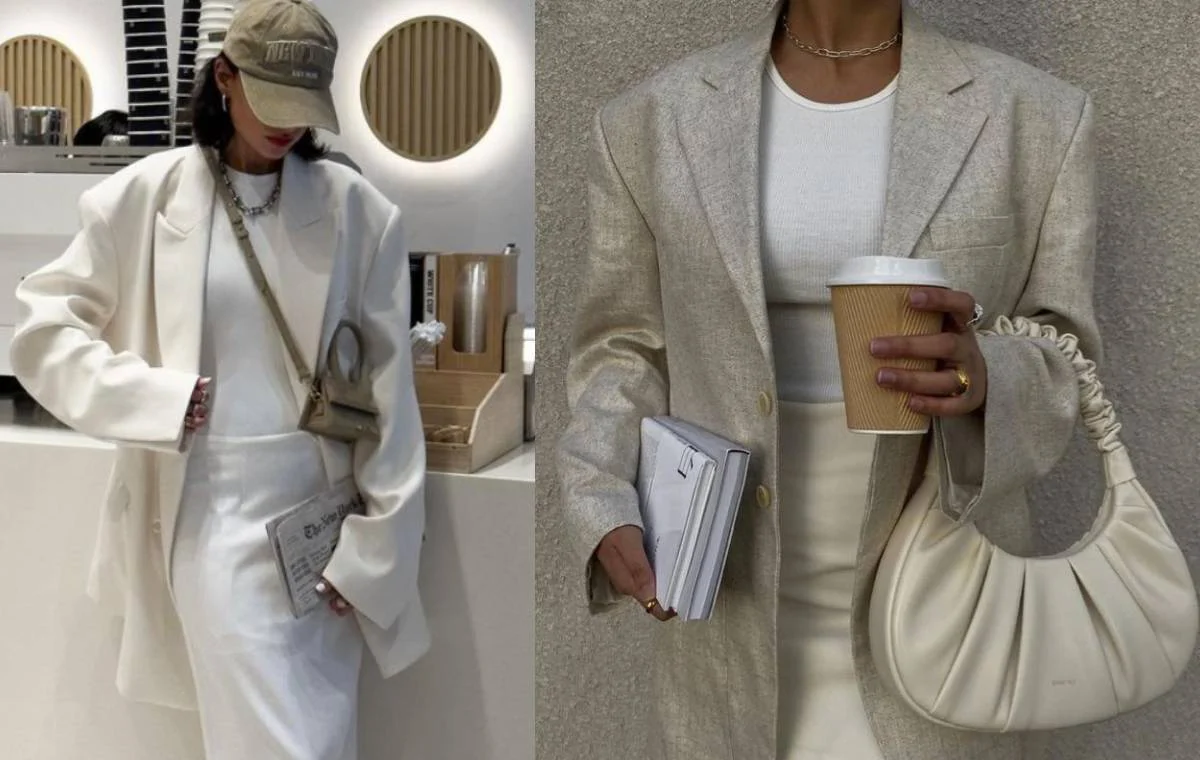 تاپ سفید با کت و دامن