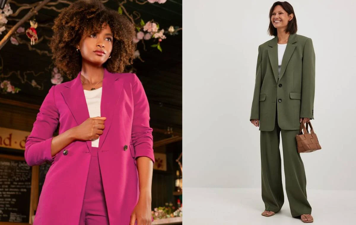 تاپ سفید با کت و شلوار