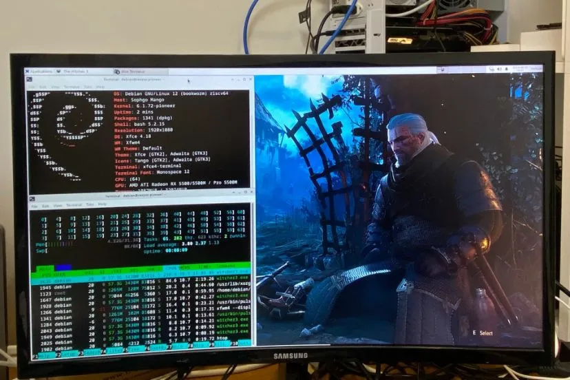 پردازنده ۶۴هسته‌ای RISC V و کارت گرافیک RX 5500 XT، بازی ویچر ۳ را با نرخ ۱۵ فریم‌برثانیه اجرا می‌کنند