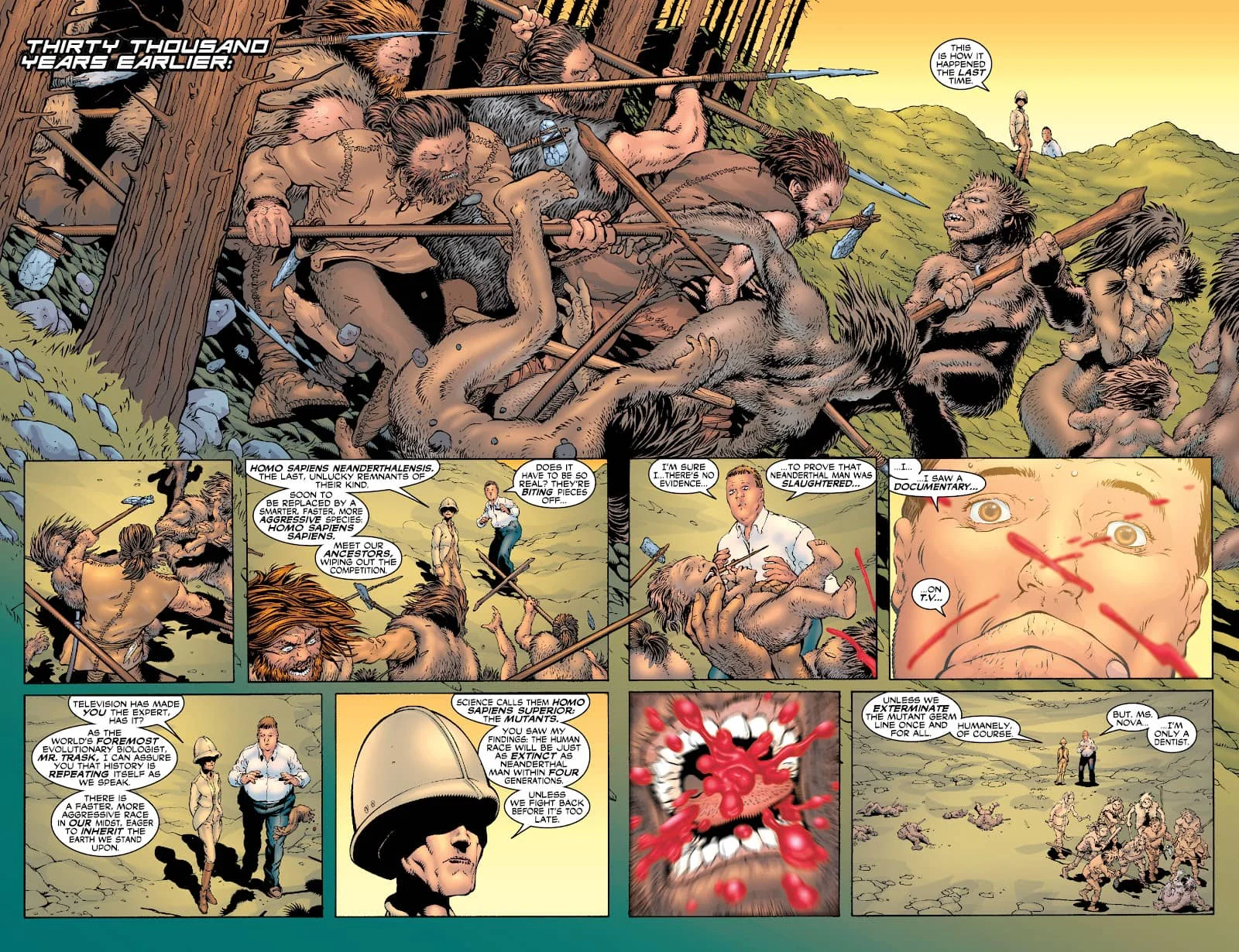 کاساندرا نوا در شمارهی ۱۱۴ کمیک New X-Men (برای دیدن اندازهی کامل روی تصویر تپ/کلیک کنید)