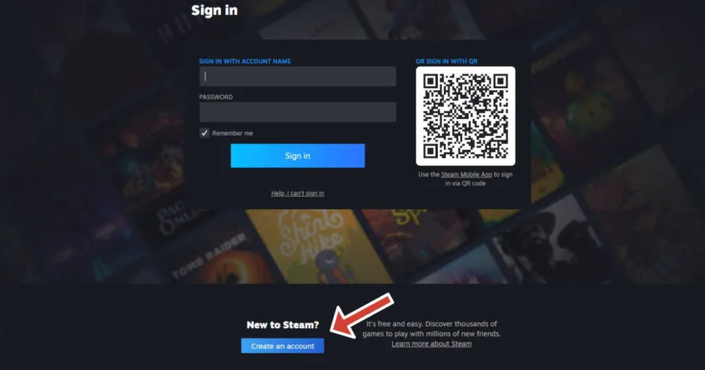 ساخت اکانت در Steam
