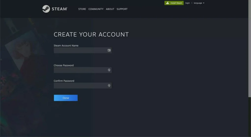 ساخت حساب استیم