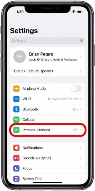 فعال کردن هات اسپات در آیفون
