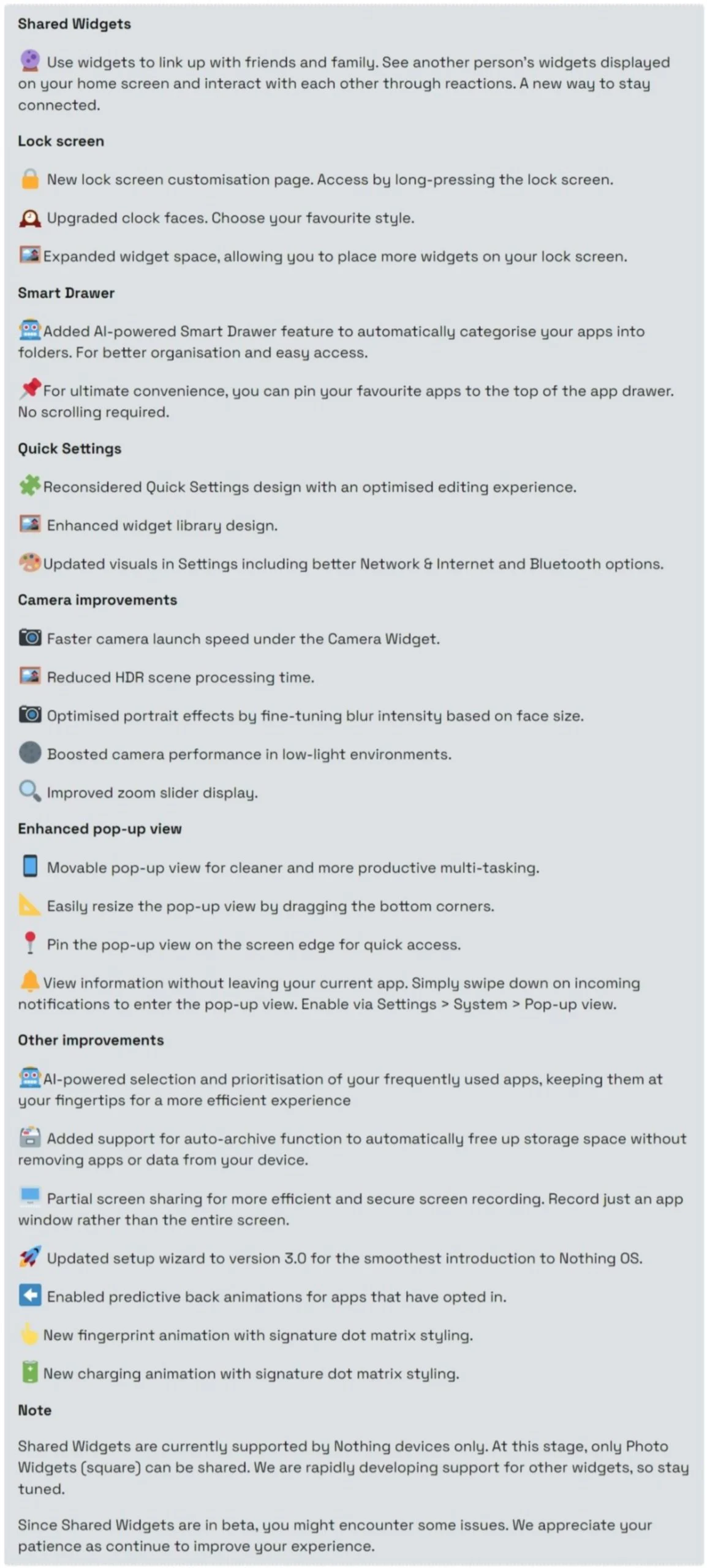 تغییرات نسخه‌ی بتای Nothing OS 3.0 
