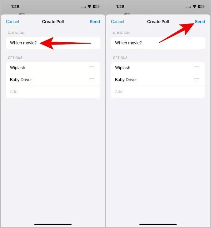 ساخت نظرسنجی روی واتساپ آیفون