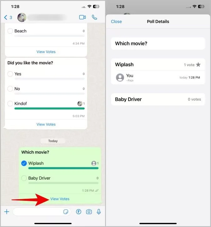 نظرسنجی واتساپ در آیفون