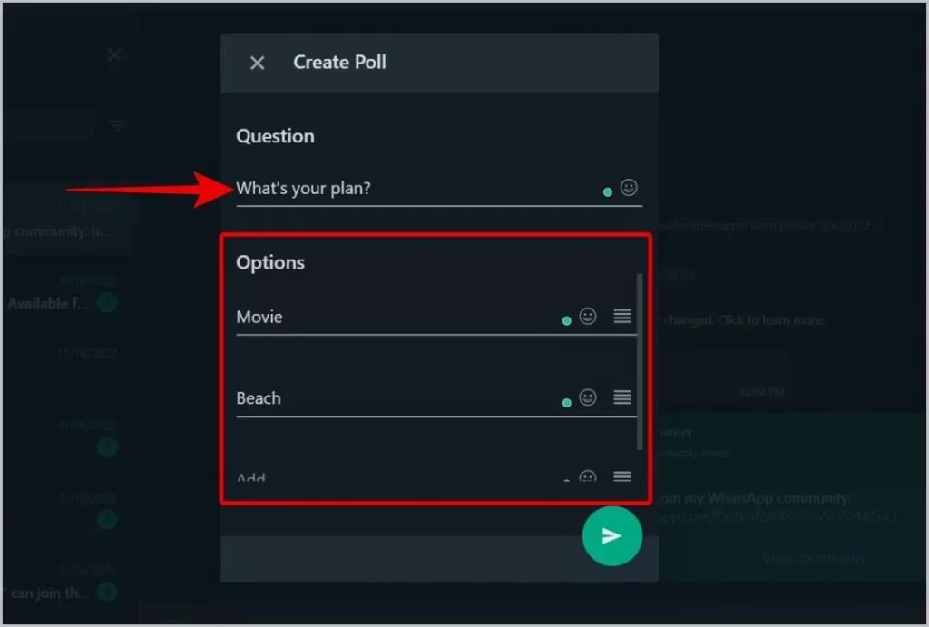 نظرسنجی در واتساپ