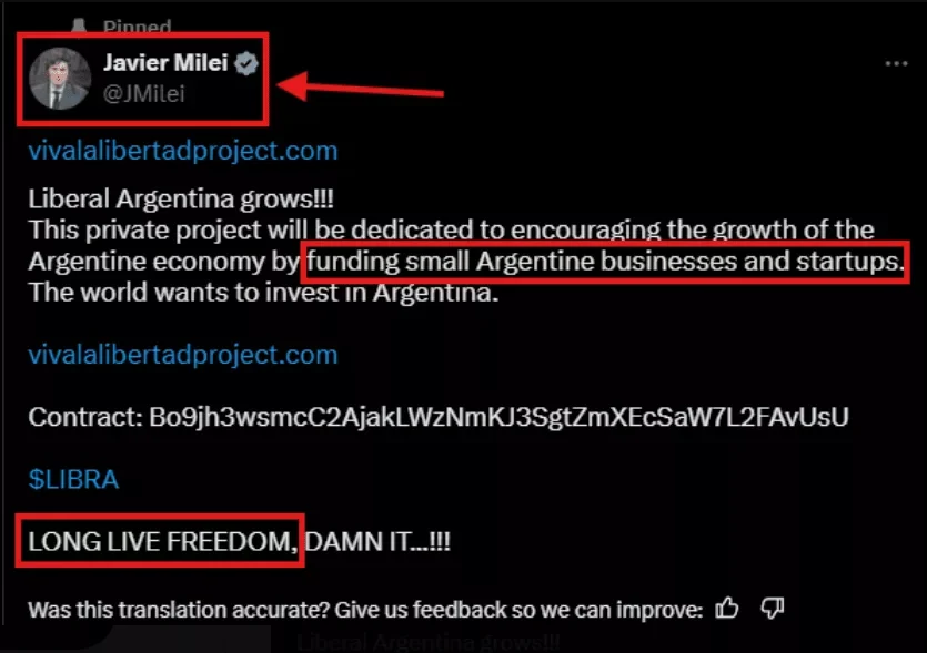 پست خاویر میلی که حذف شد