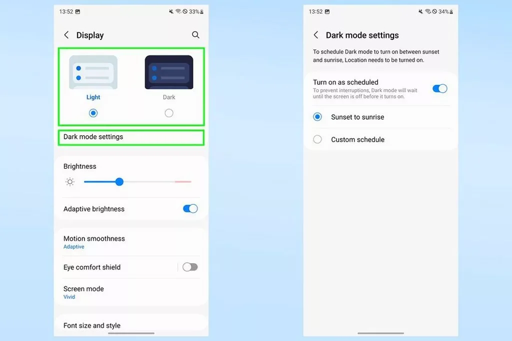 تنظیمات صفحه نمایش گوشی سامسونگ
