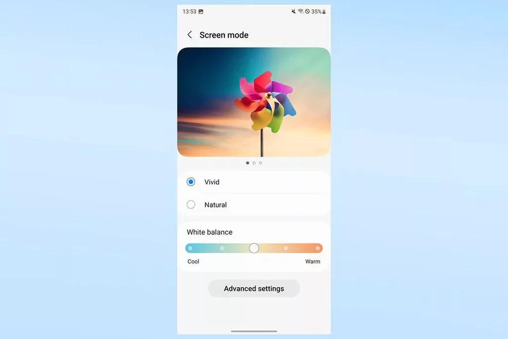 تنظیمات صفحه نمایش گوشی سامسونگ