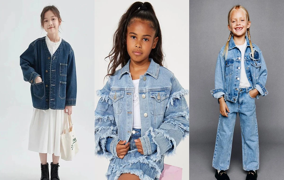 مدل لباس عید دخترانه با کت جین