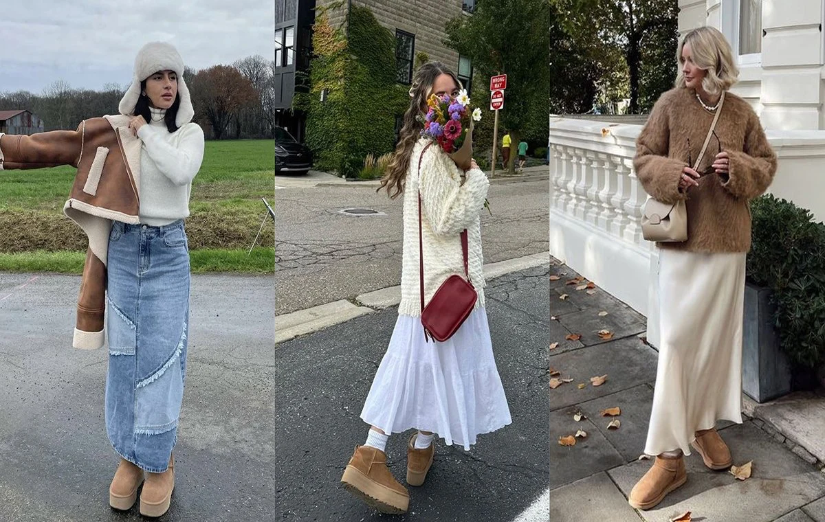 استایل با کفش آگز و دامن بلند