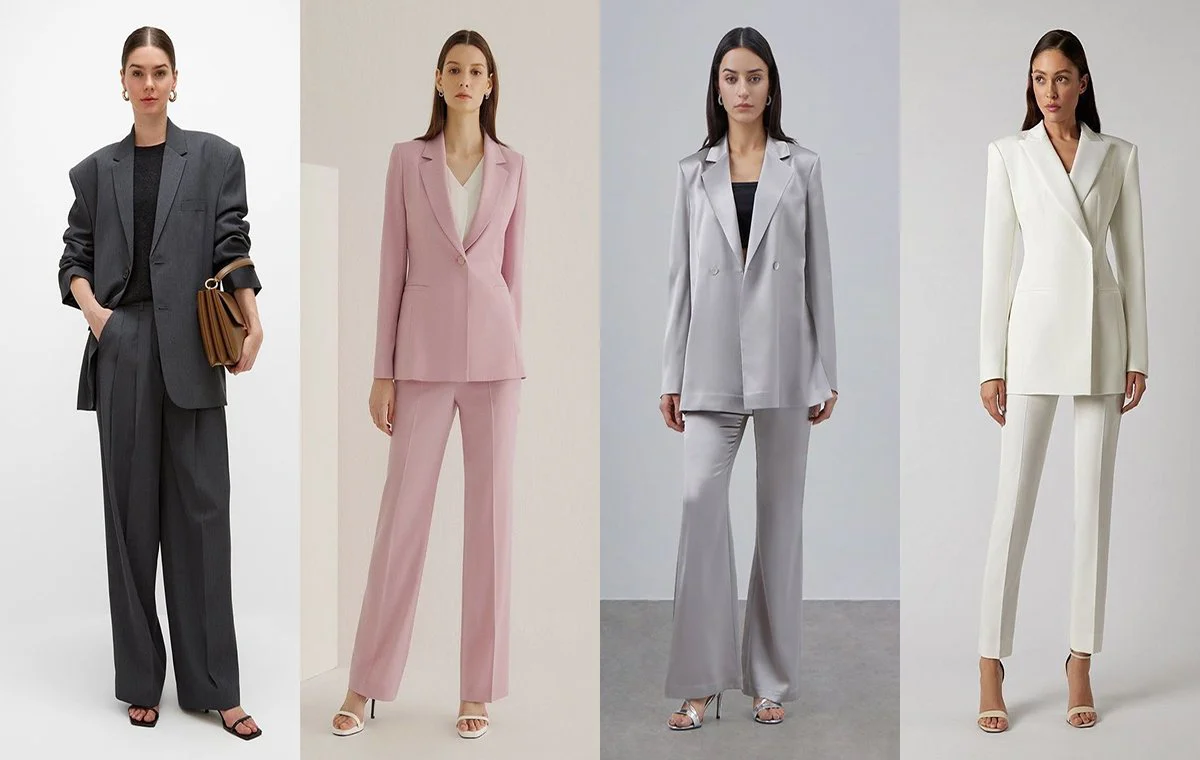 کفش جلو باز با کت و شلوار زنانه