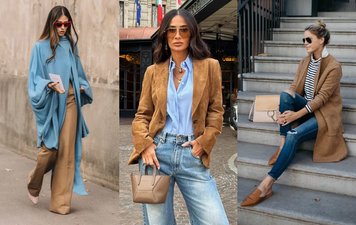 ست کردن رنگ شتری با آبی