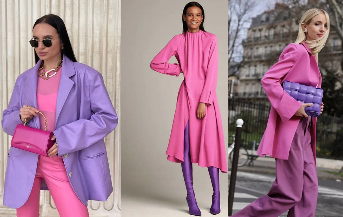 ست رنگ بنفش و صورتی