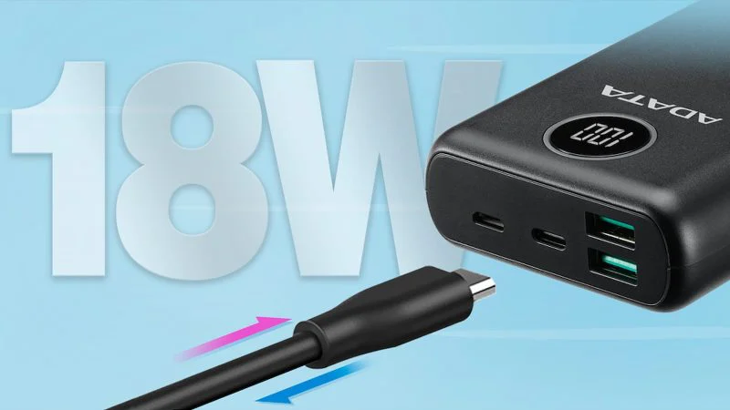 پاوربانک ای دیتا مدل P20000QCD با ظرفیت 20000 میلی آمپر ساعت