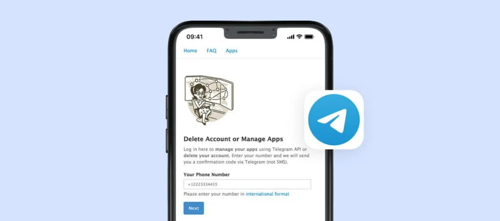 سایت تلگرام برای حذف اکانت